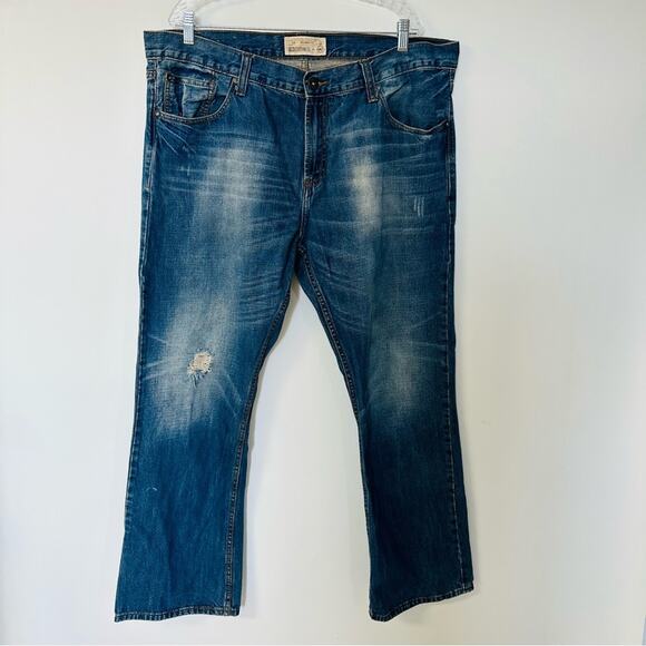 Ecko Unltd Mens Relaxed Fit Distressed Straight Denim Jeans Blue Y2K Sz 40X32 - Picture 1 of 10